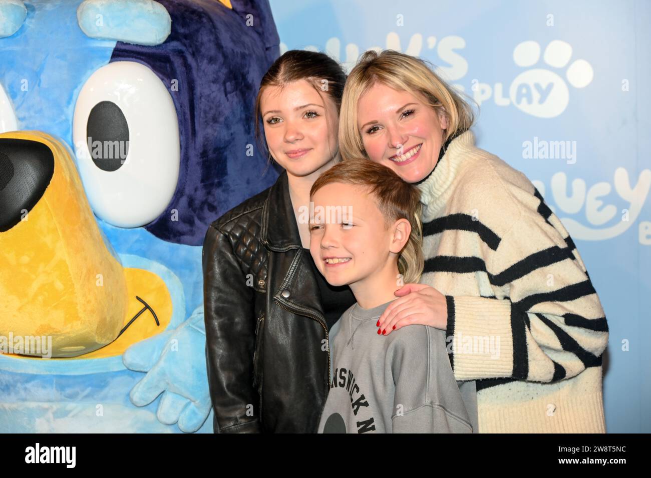 London, UK. 21st Dec, 2023. Olivia Bowen and daughters attends Gala Performance Bluey's Big Play at Southbank Centre's Royal Festival Hall, London, UK. Credit: See Li/Picture Capital/Alamy Live News Stock Photo