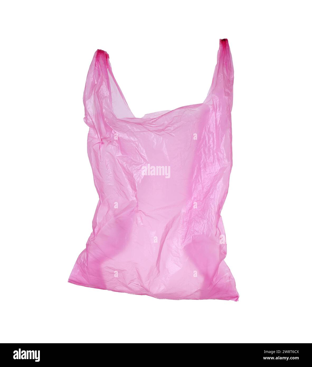 One pink plastic bag isolated on white Stock Photo