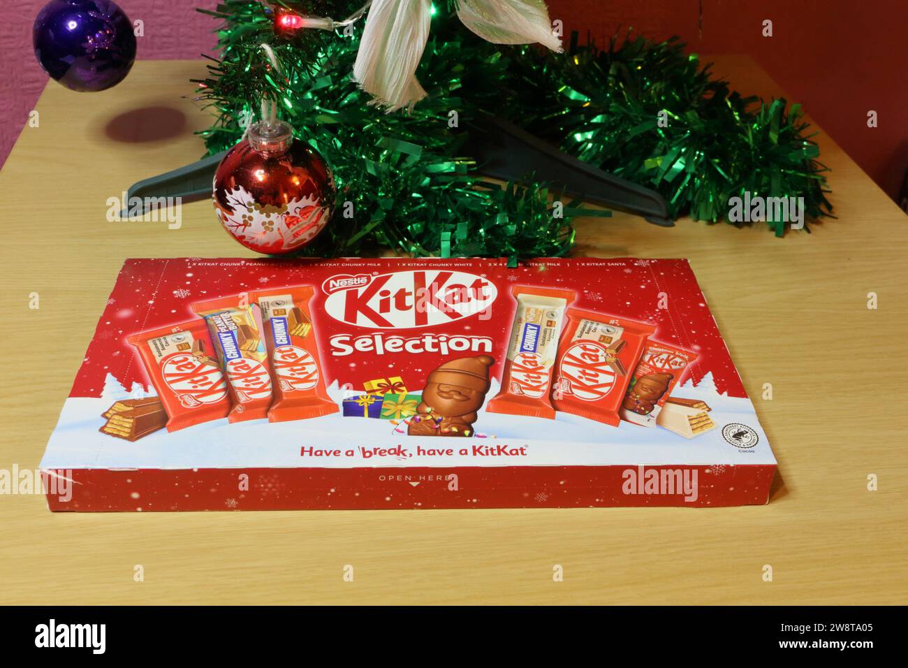 KitKat Christmas selection box of chocolate bars festive season candy bars Stock Photo