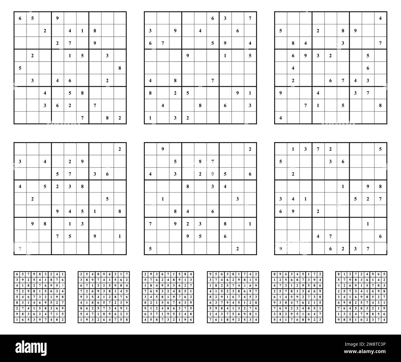 Sudoku game set  with answers. Stock Vector