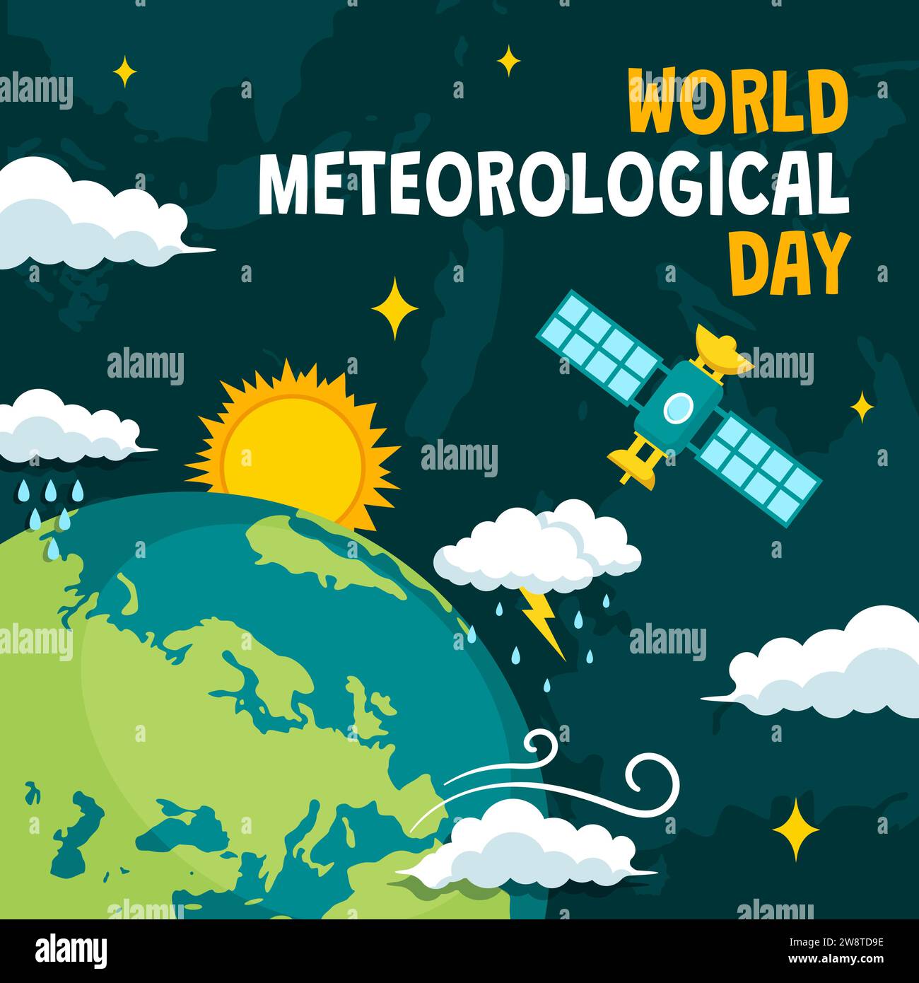 Meteorological Day Social Media Illustration Flat Cartoon Hand Drawn