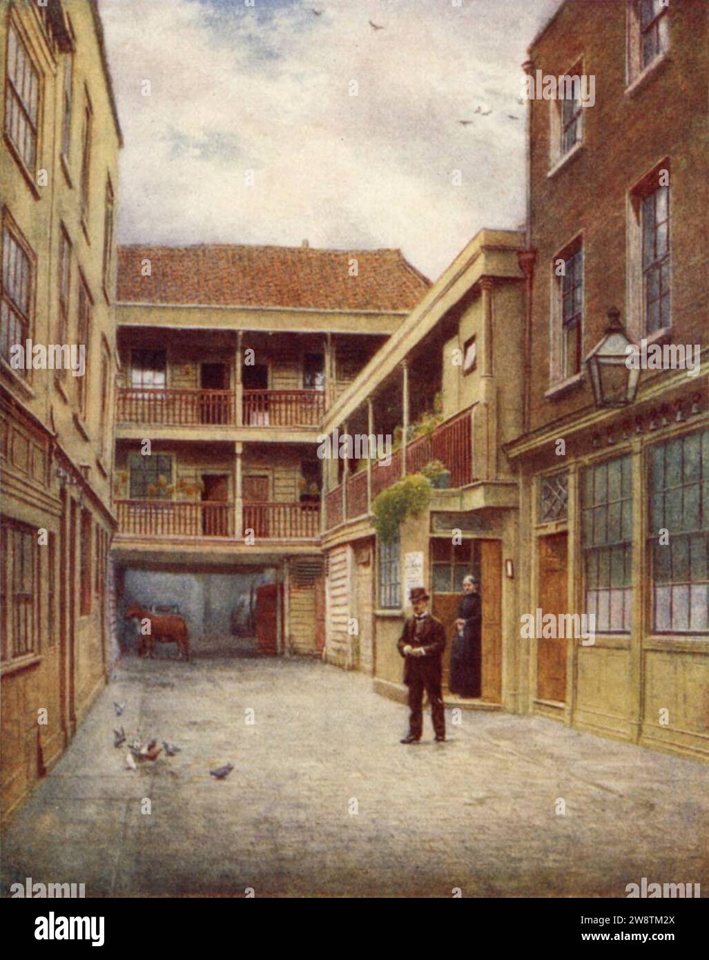 Yard of Old Bell Inn, Holborn, from South, 1897 by Philip Norman. Stock Photo
