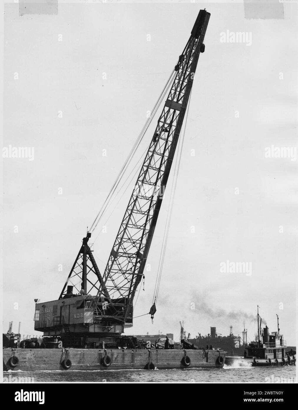 Crane and boats Black and White Stock Photos & Images - Alamy