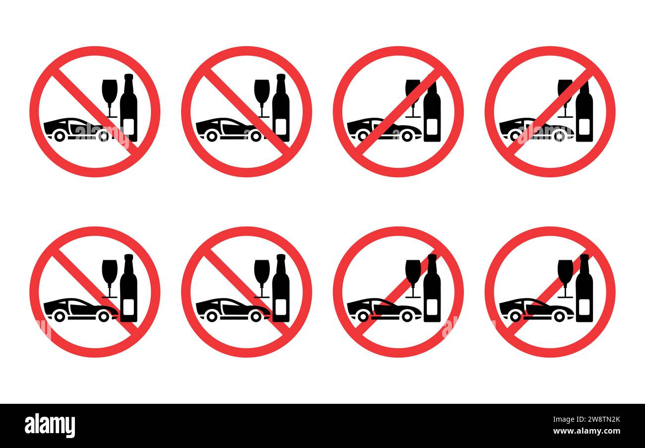Don’t drink and drive sign, prohibition symbol vector Stock Vector