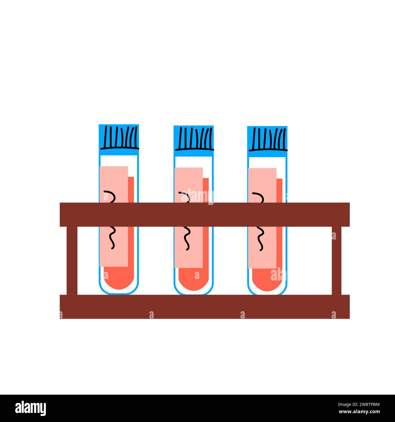medical test blood tube icons in flat design. Vector illustration isolated. Can use for medical test background, banner, flyer and social network post. Medical equipment, supplies.  Stock Vector