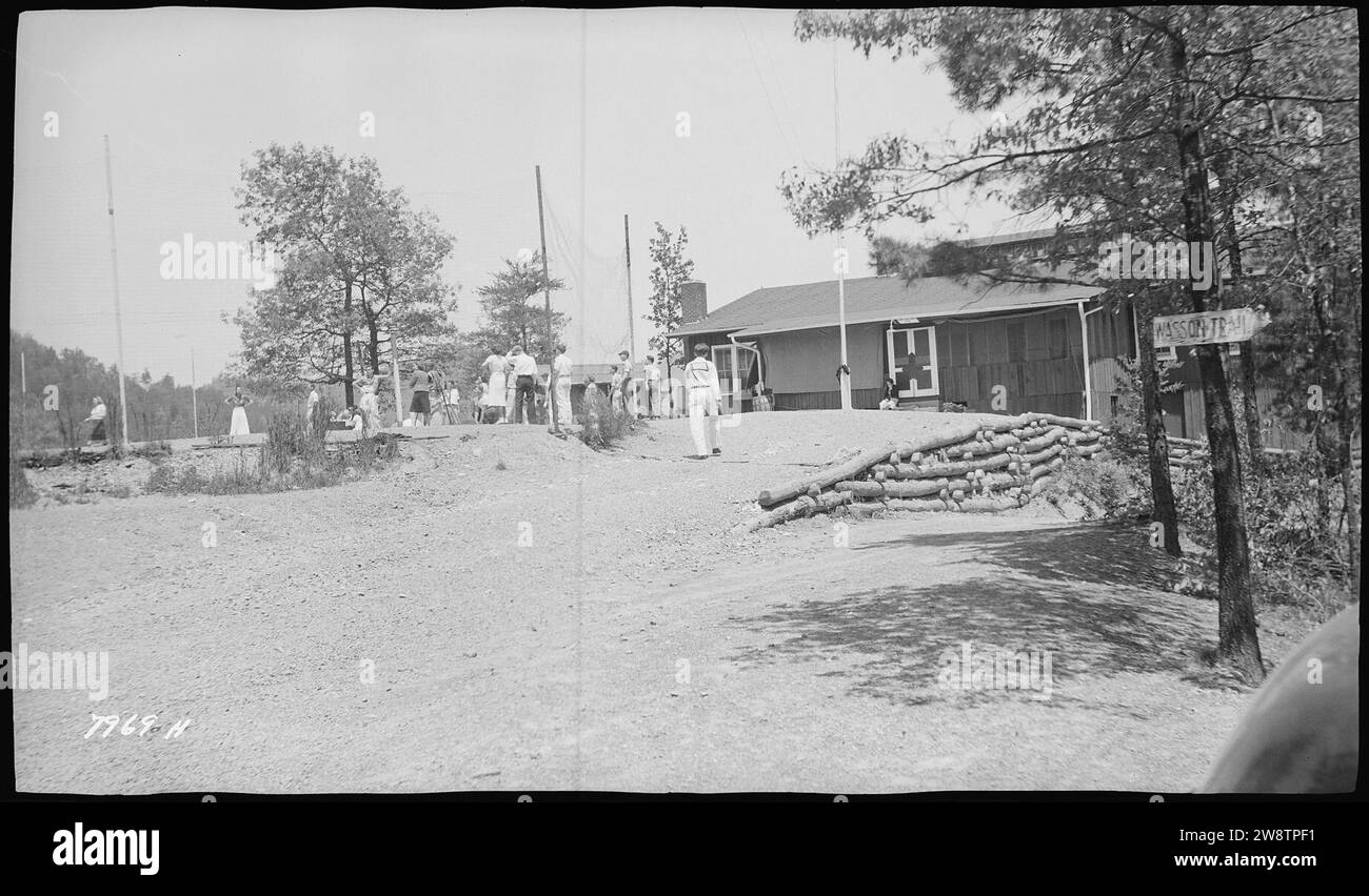 YMCA Camp, playfield and main building Stock Photo Alamy