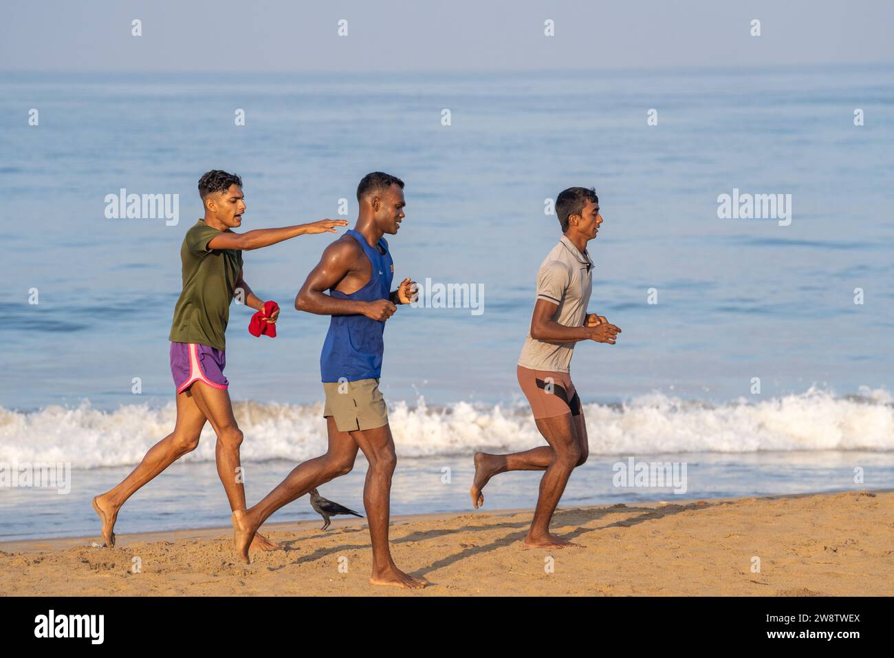 Colombo, Colombo, Sri Lanka. 20th Dec, 2023. Three boys jogging in the
