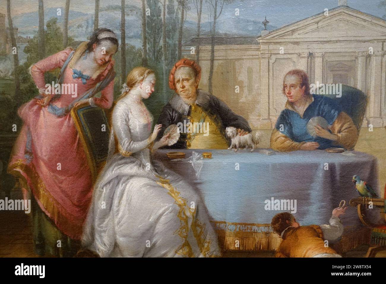 Young Noble Couple Playing Cards on a Terrace with Attendants by Young Noble Couple Playing Cards on a Terrace with Attendants by