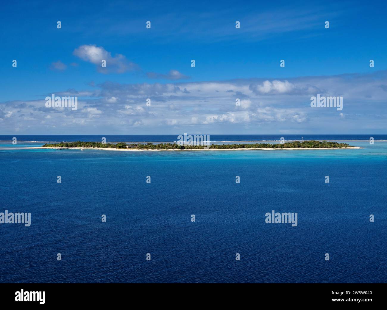 South Pacific Cruise /  The Island Paradise of Mystery Island viewed from the Carnival Splendor. After departing from Sydney Australia this cruise shi Stock Photo