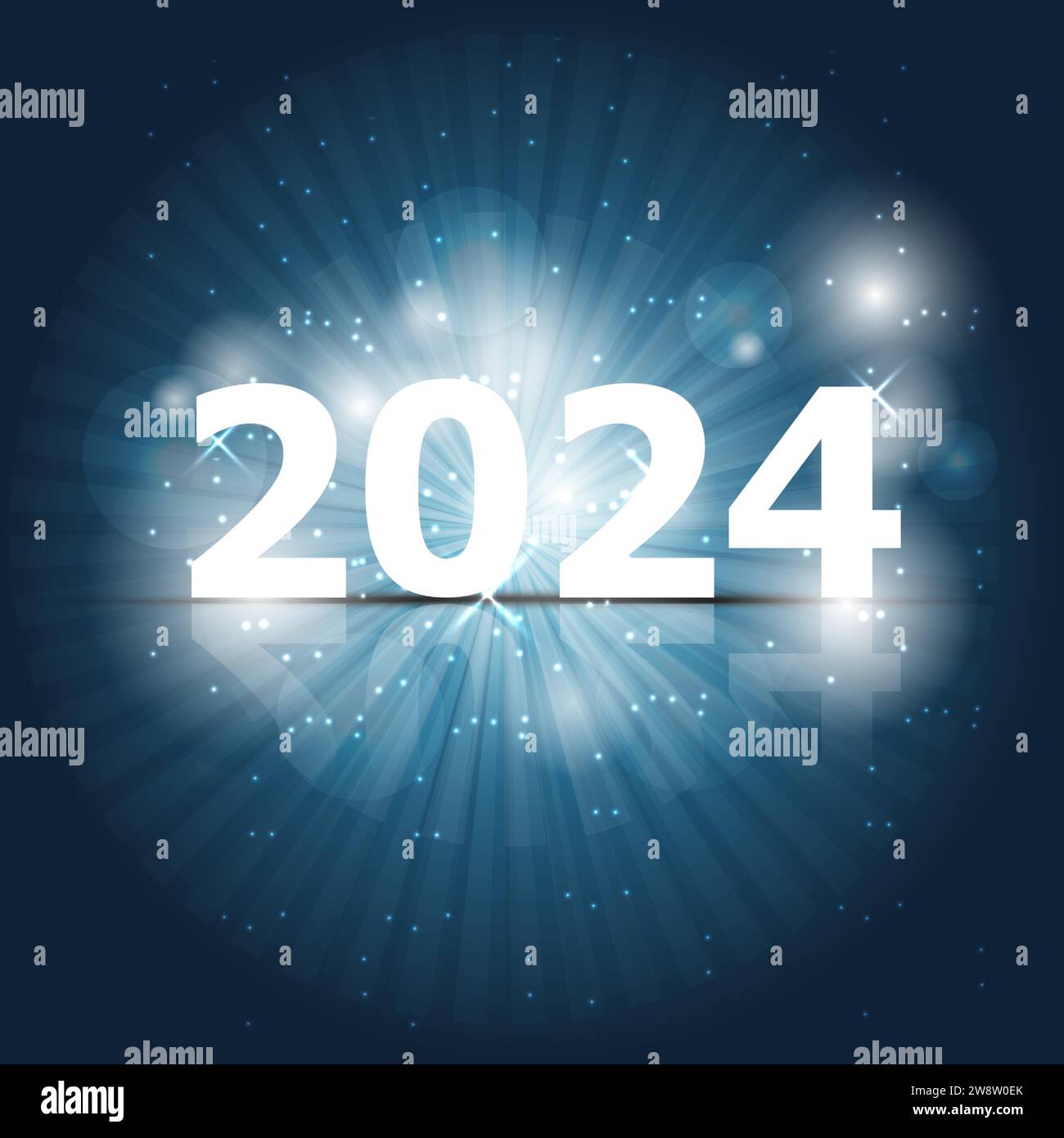 2024 Happy New Year on blue background, stock vector Stock Vector