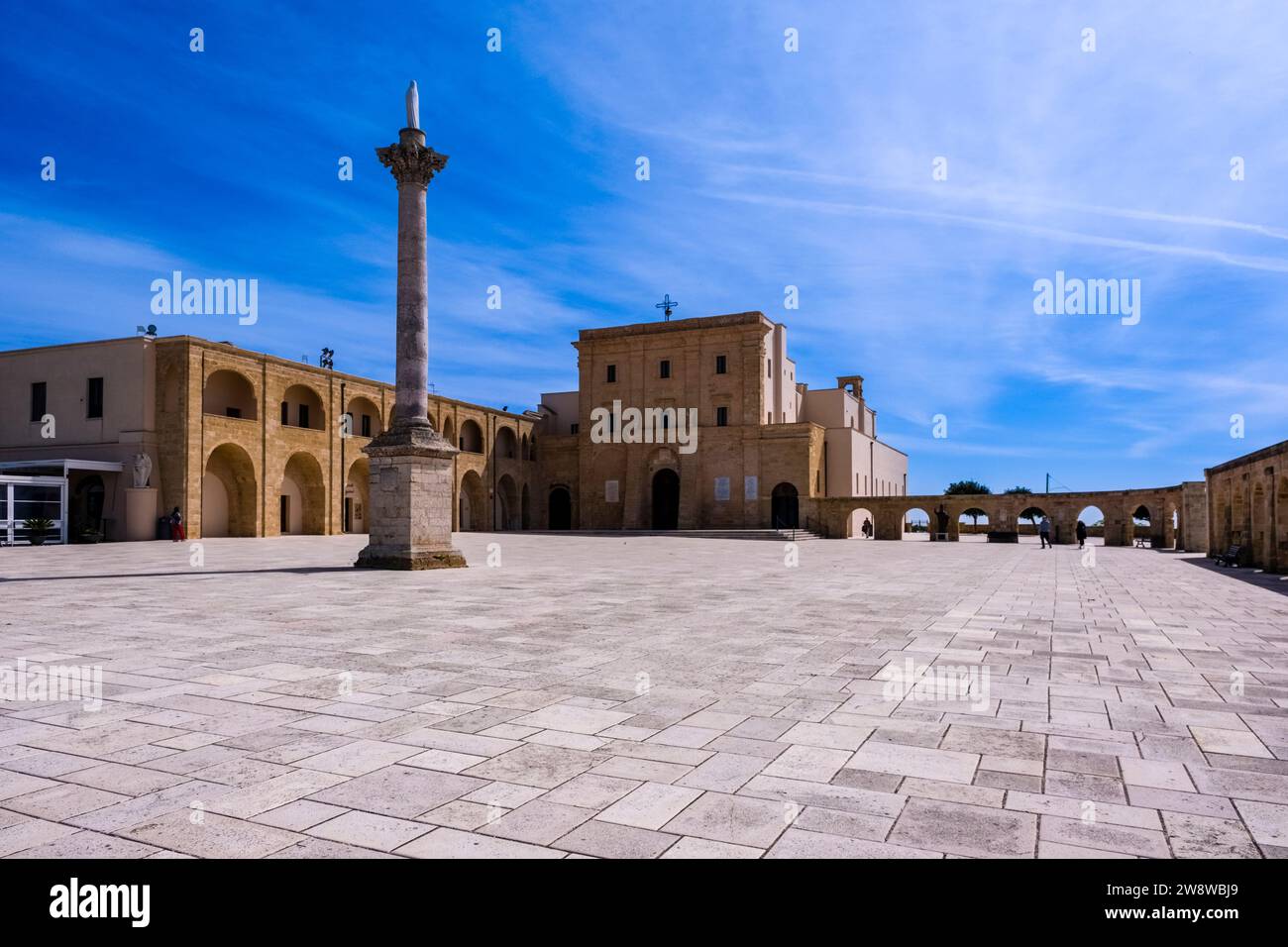 The church Basilika Santa Maria de Finibus Terrae, a Roman Catholic sanctuary in the hamlet of Santa Maria di Leuca. Stock Photo