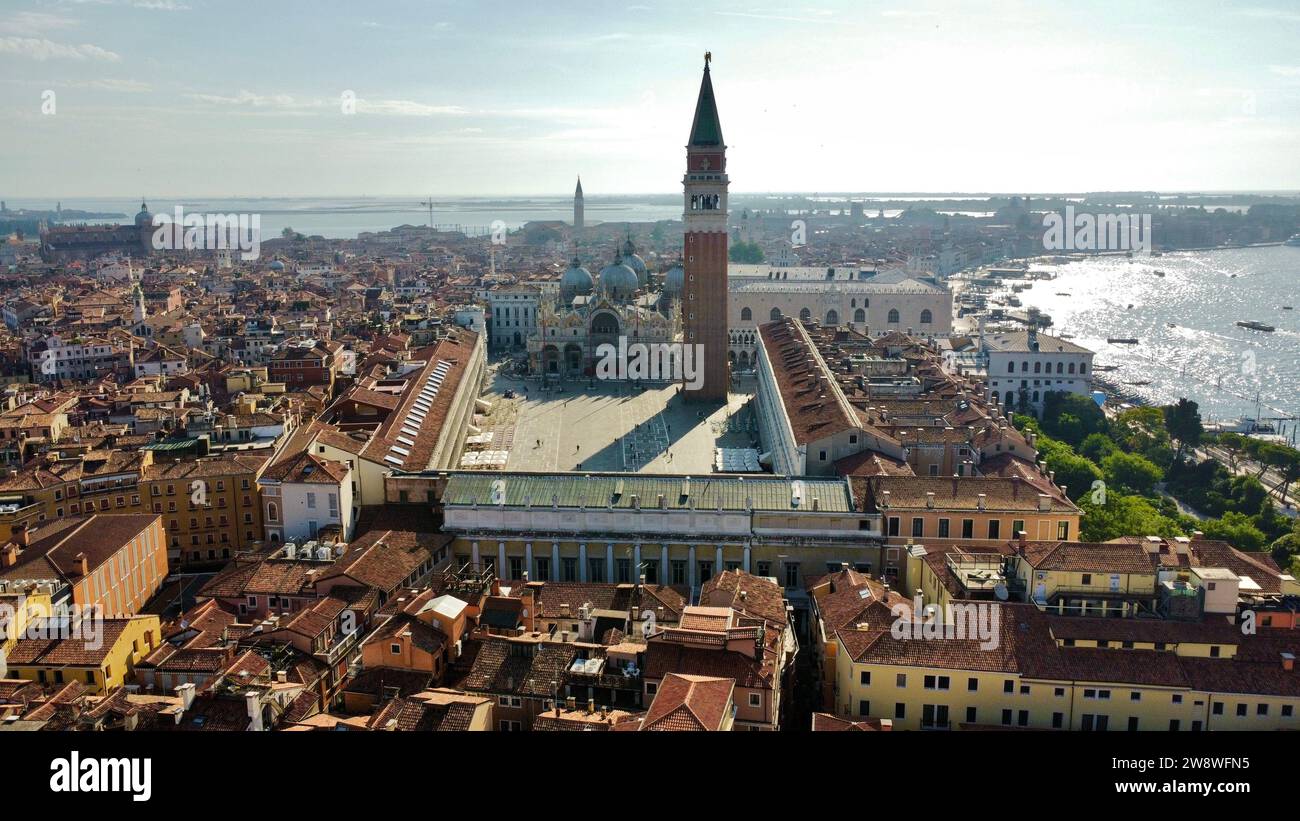 drone photo San Marco square, Piazza San Marco Venice italy Europe Stock Photo