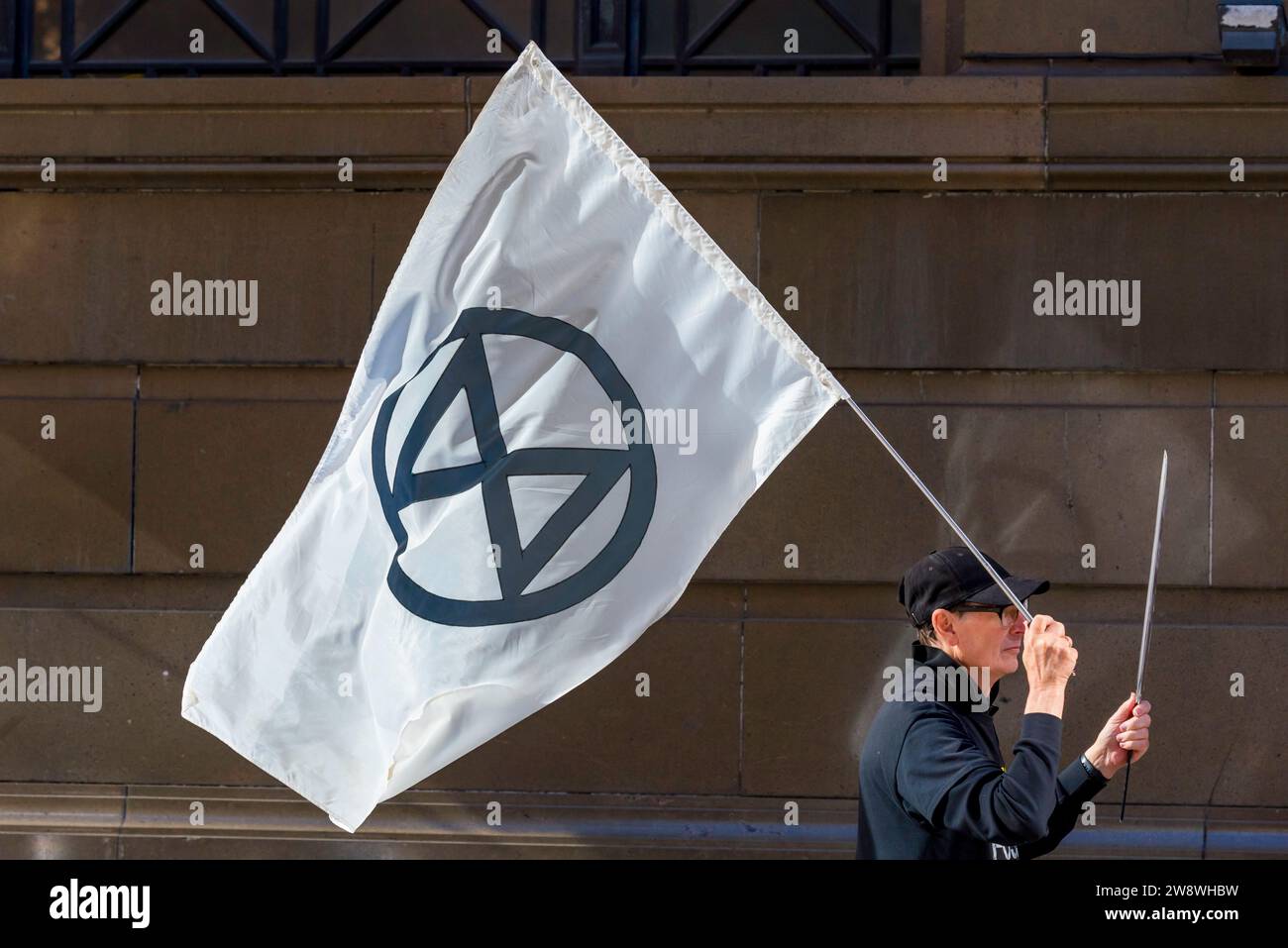 Members of Extinction Rebellion protesting in George Street, Sydney, Australia, against Australian banks that finance fossil fuels Stock Photo