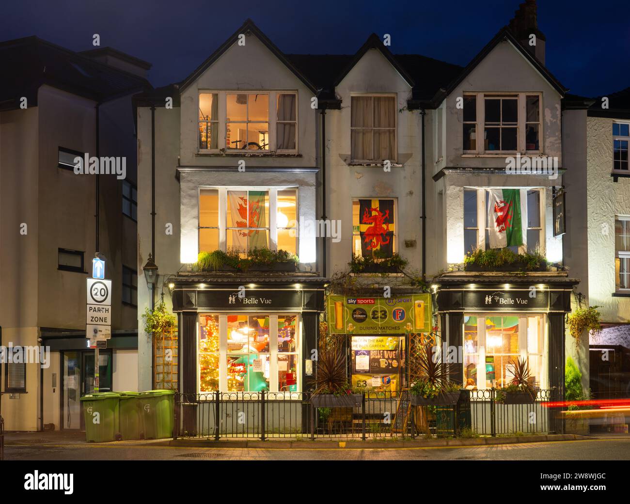 The Belle Vue Pub, Upper Bangor, North Wales. Pictured in December 2023