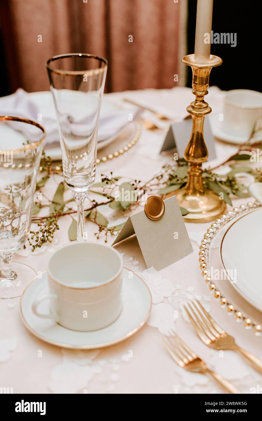 Elegant Calligraphy Wedding Place Card Setting Stock Photo Alamy