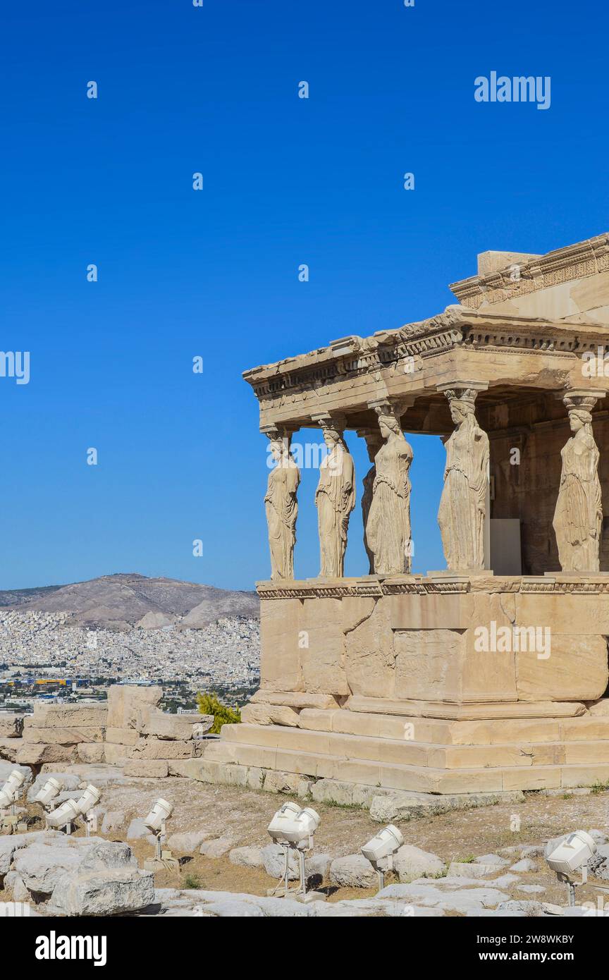 Temple of Athena of the Acropolis of Athens in Greece Stock Photo