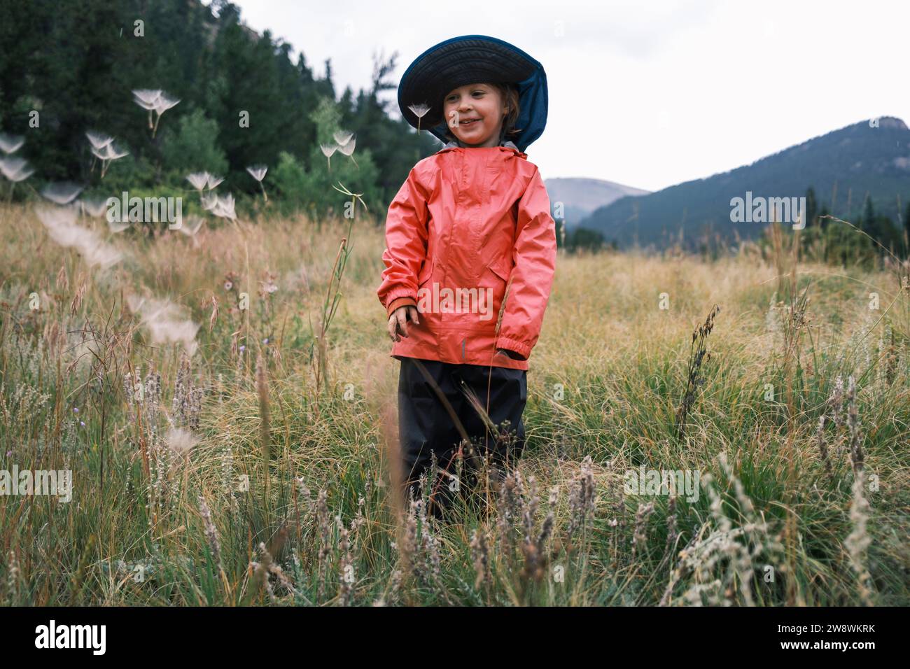 Girl enjoying nature in the mountains of Colorado Stock Photo