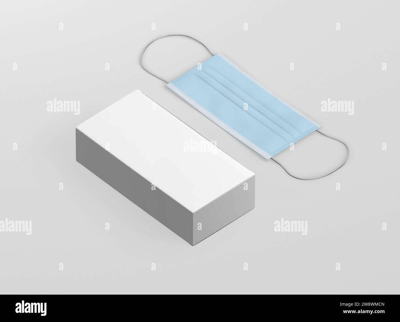 Face Mask Box Mockup Isolated on Background 3D Rendering Stock Photo