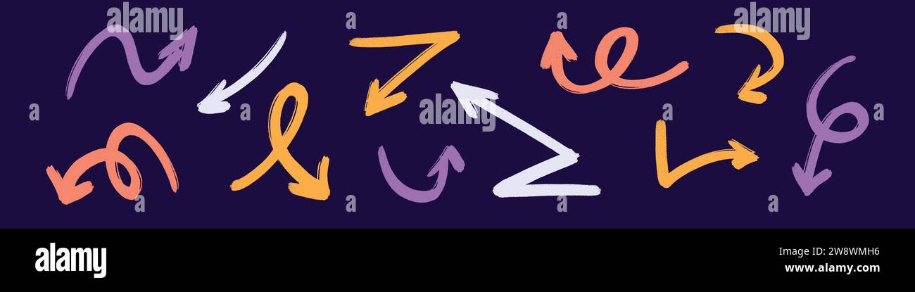 Doodle emphasis arrow icon. Design quirky twist zigzag line, spring ...
