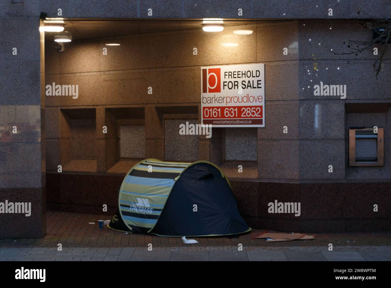 Preston, Lancaster, United Kingdom 17th December 2023. Homeless Person