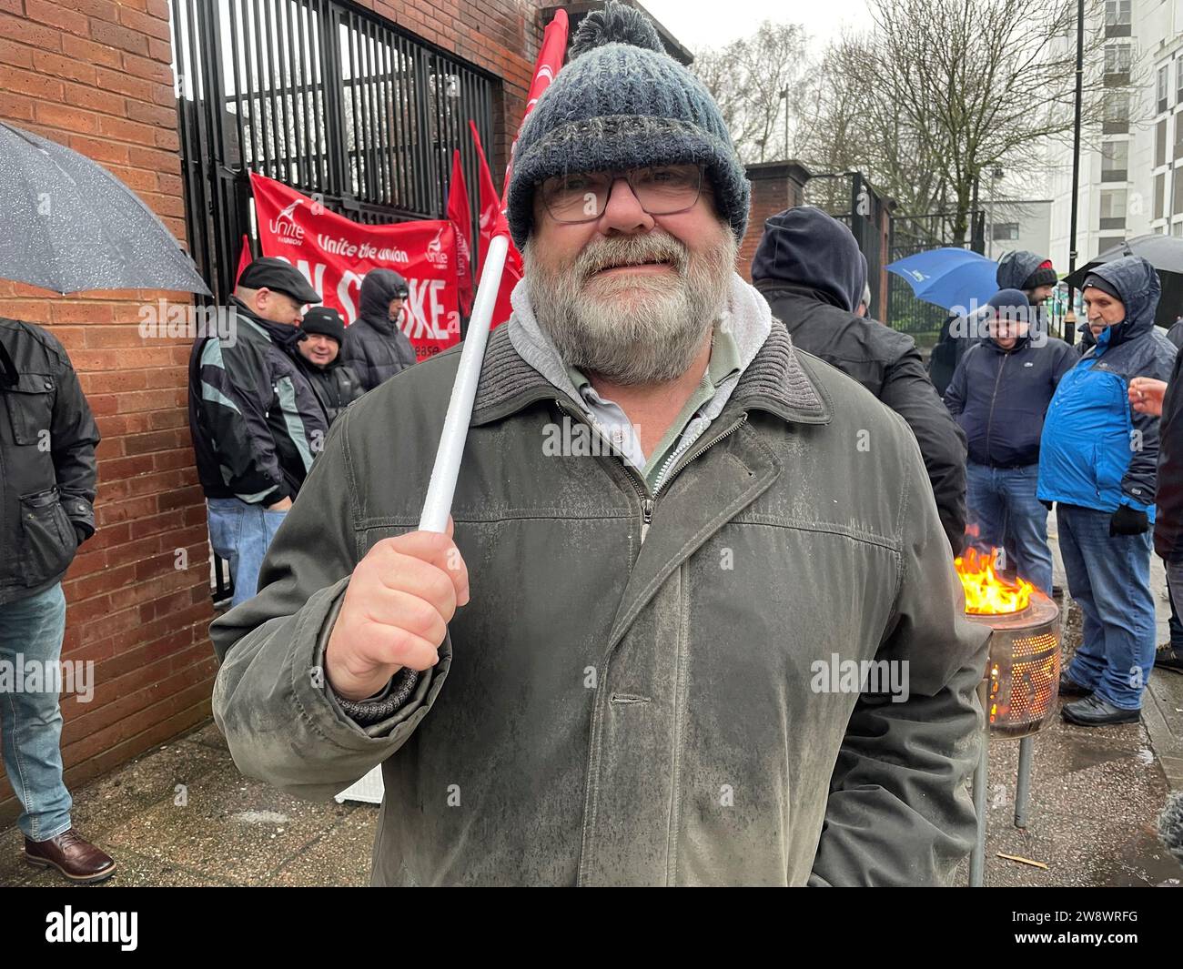 Unite shopsteward Andy Scott joins members of Unite the Union, GMB and