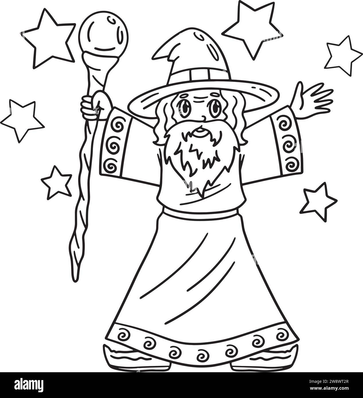 Circus Wizard Spreading Stars Isolated Coloring Stock Vector Image ...