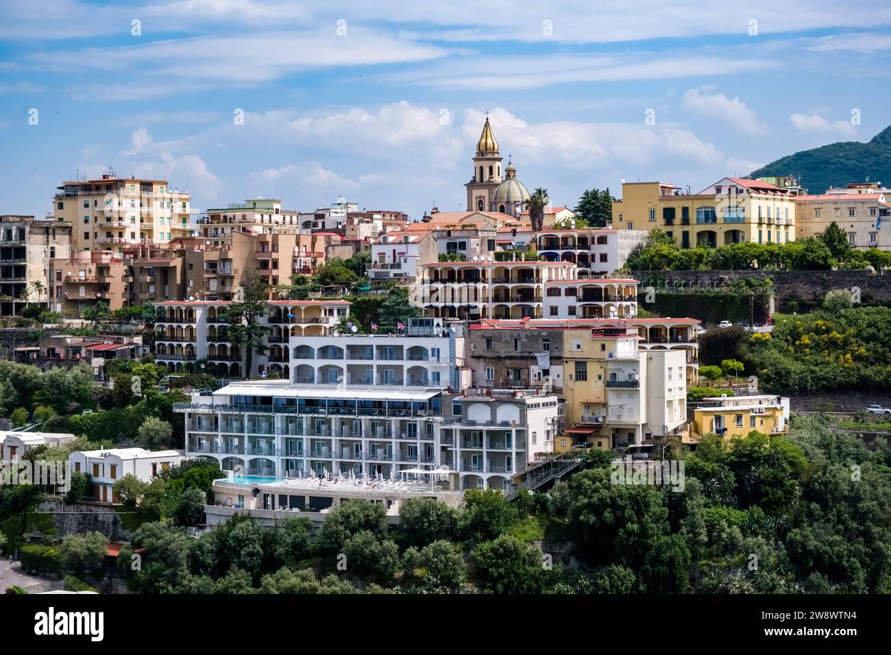 The small town of Vico Equense, situated at Amalfi coast, Costa d ...