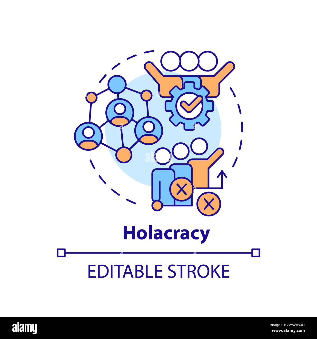 Thin line simple colorful holacracy icon concept Stock Vector