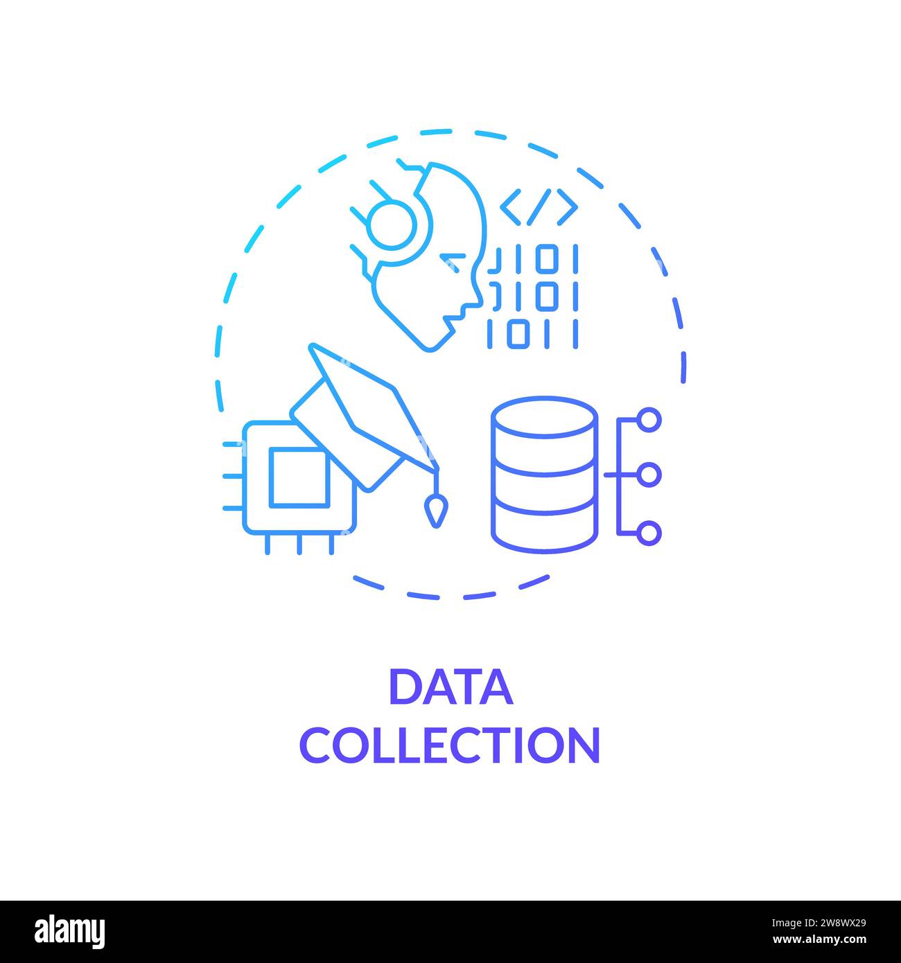 Thin line simple gradient data collection icon concept Stock Vector