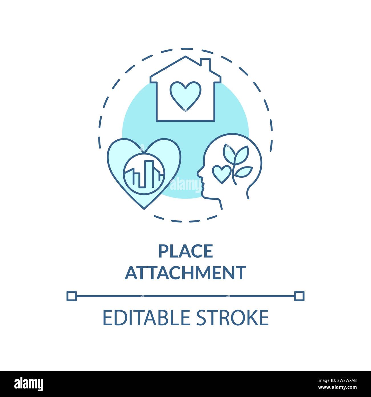 Thin line simple blue place attachment icon concept Stock Vector