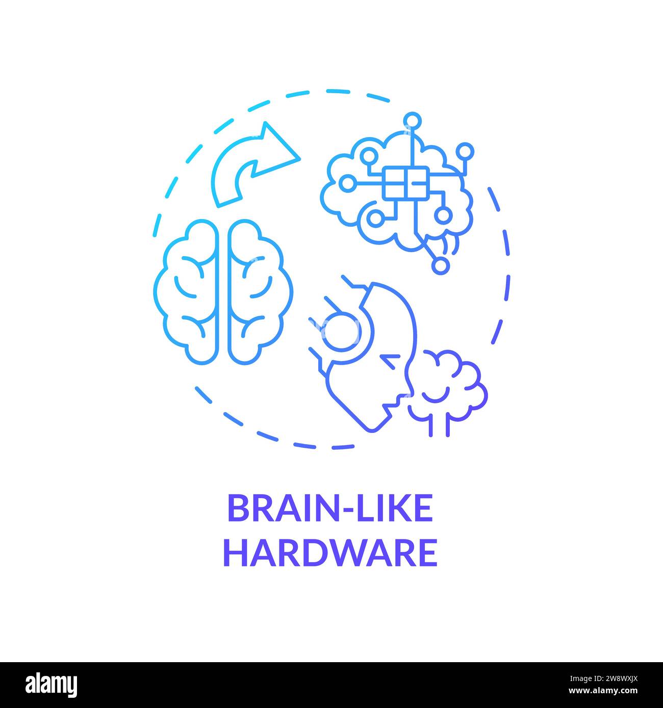Thin line simple gradient brain like hardware icon concept Stock Vector