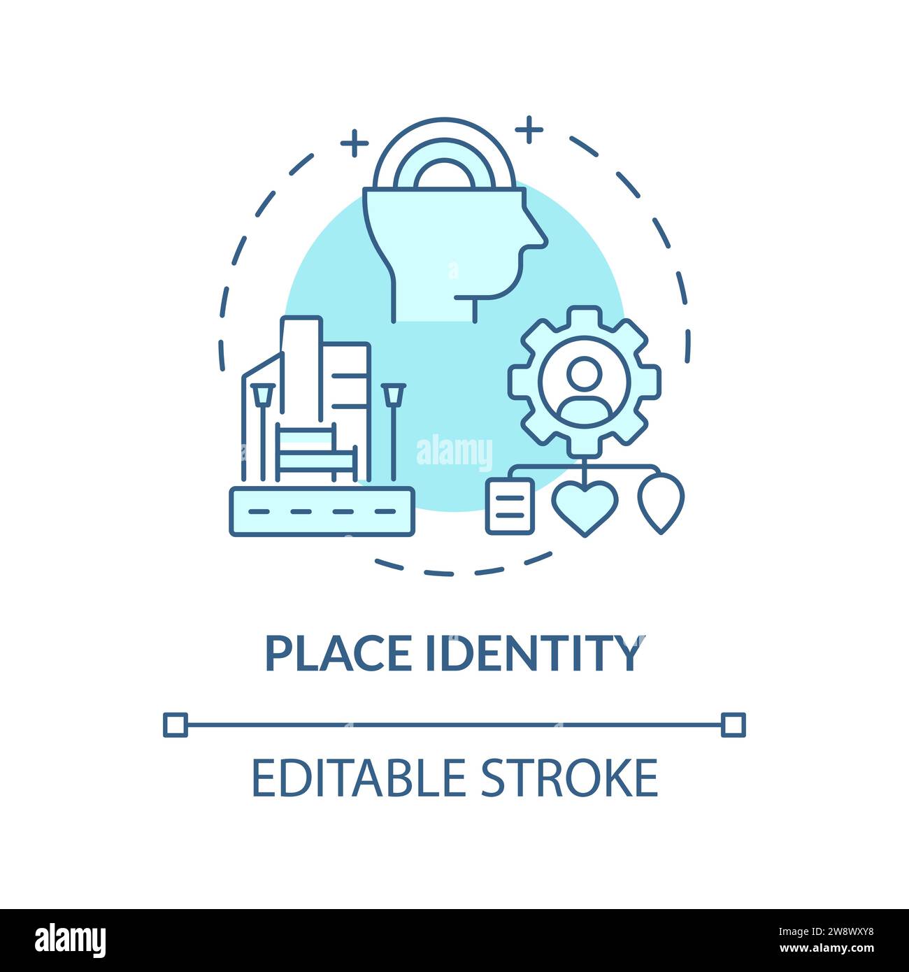 Thin line simple blue place identity icon concept Stock Vector