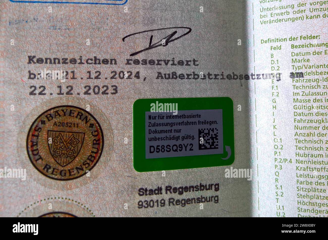 Vehicle deregistration certificate hi-res stock photography and images -  Alamy