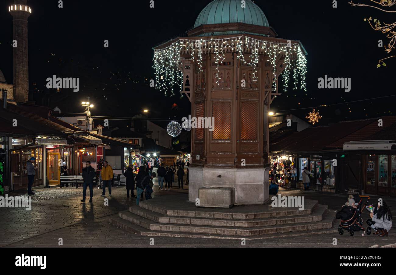 Stroll Through Festive Sarajevo: Soaking in the City's Holiday Atmosphere Stock Photo