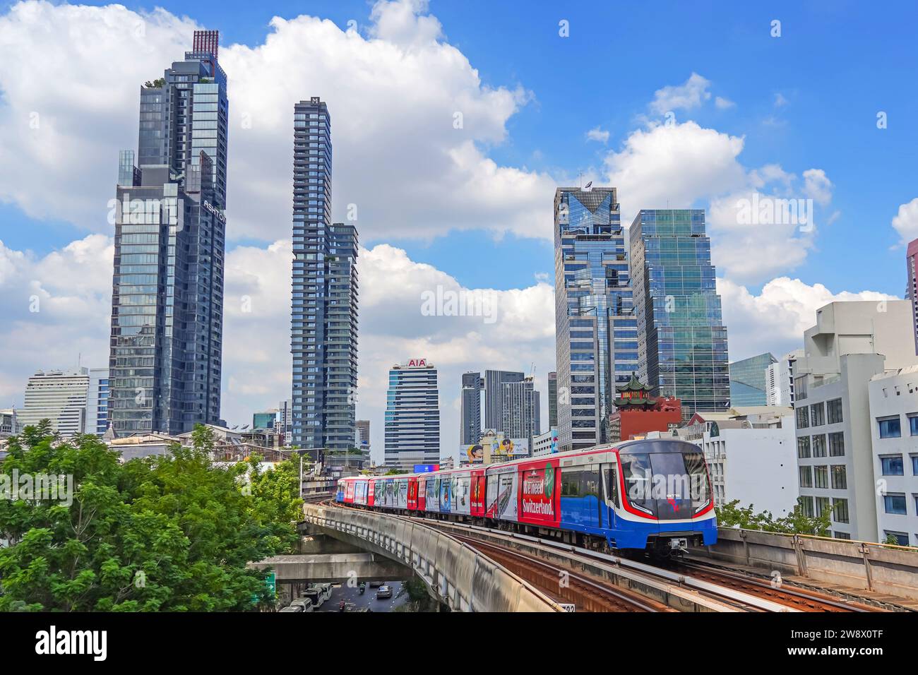 View Of Bangkok Skyline And Skyscraper With Bts Skytrain Bts Sky Train View Of Bangkok Skyline And Skyscraper With Bts Skytrain Bts Sky Train