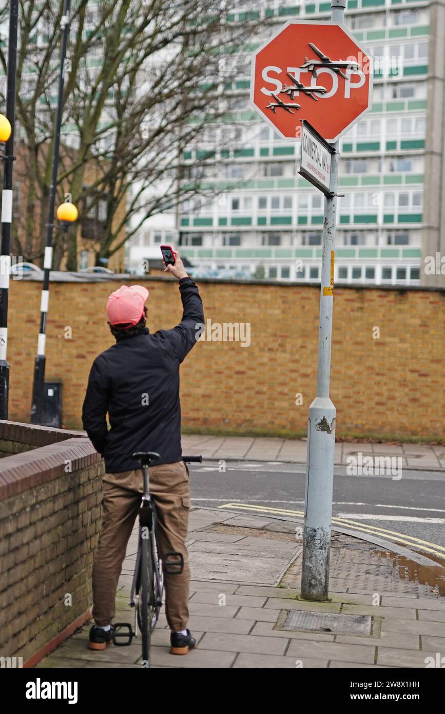 Banksy has unveiled a new piece of art work at the intersection of