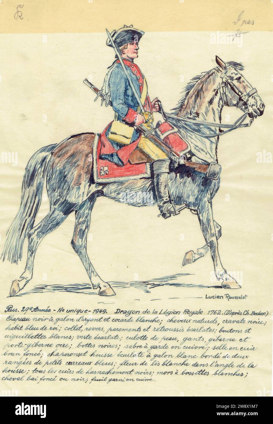 dragon de la Légion Royale en 1762 Stock Photo