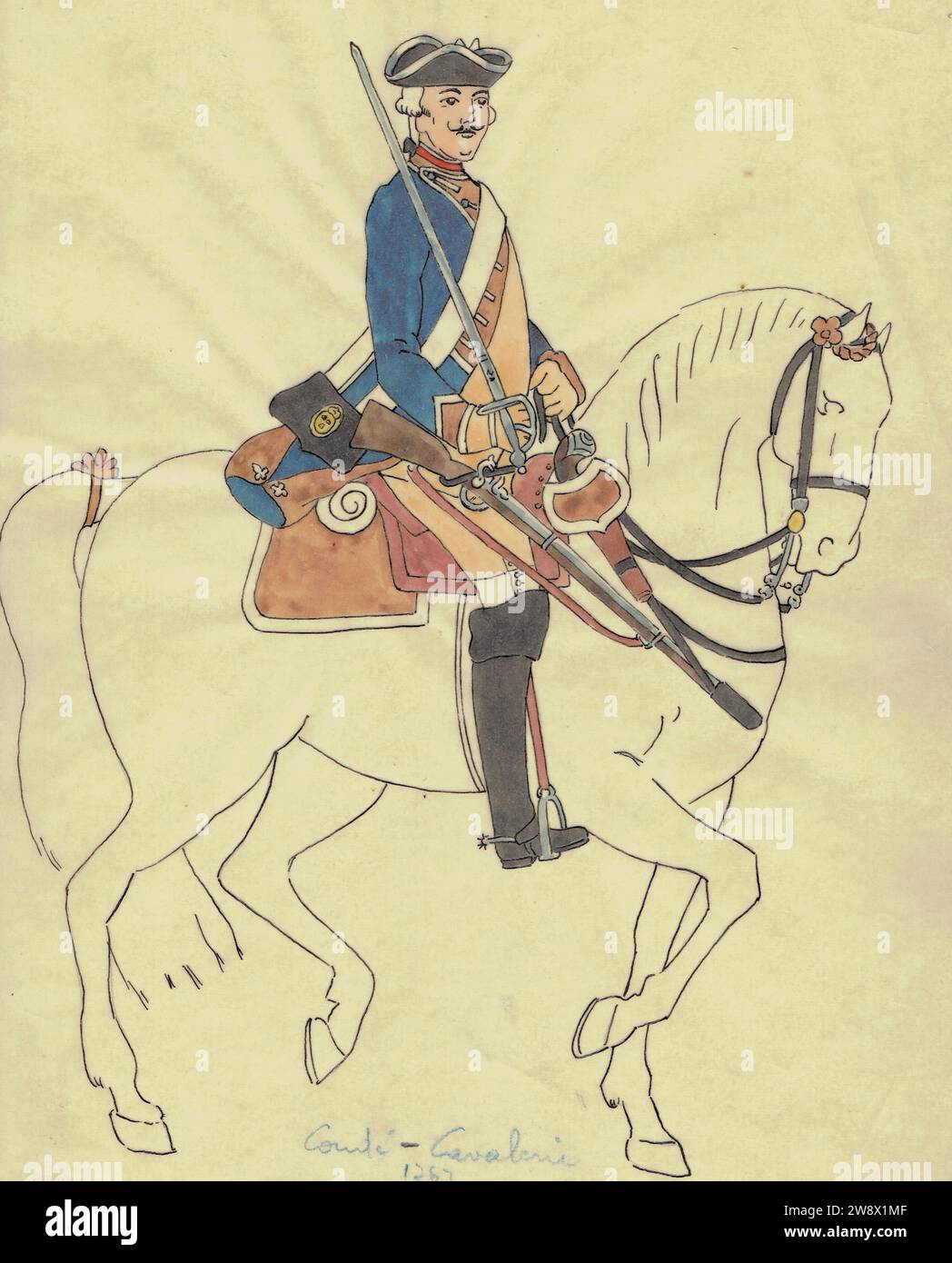 cavalier du Condé-Cavalerie en 1767 Stock Photo