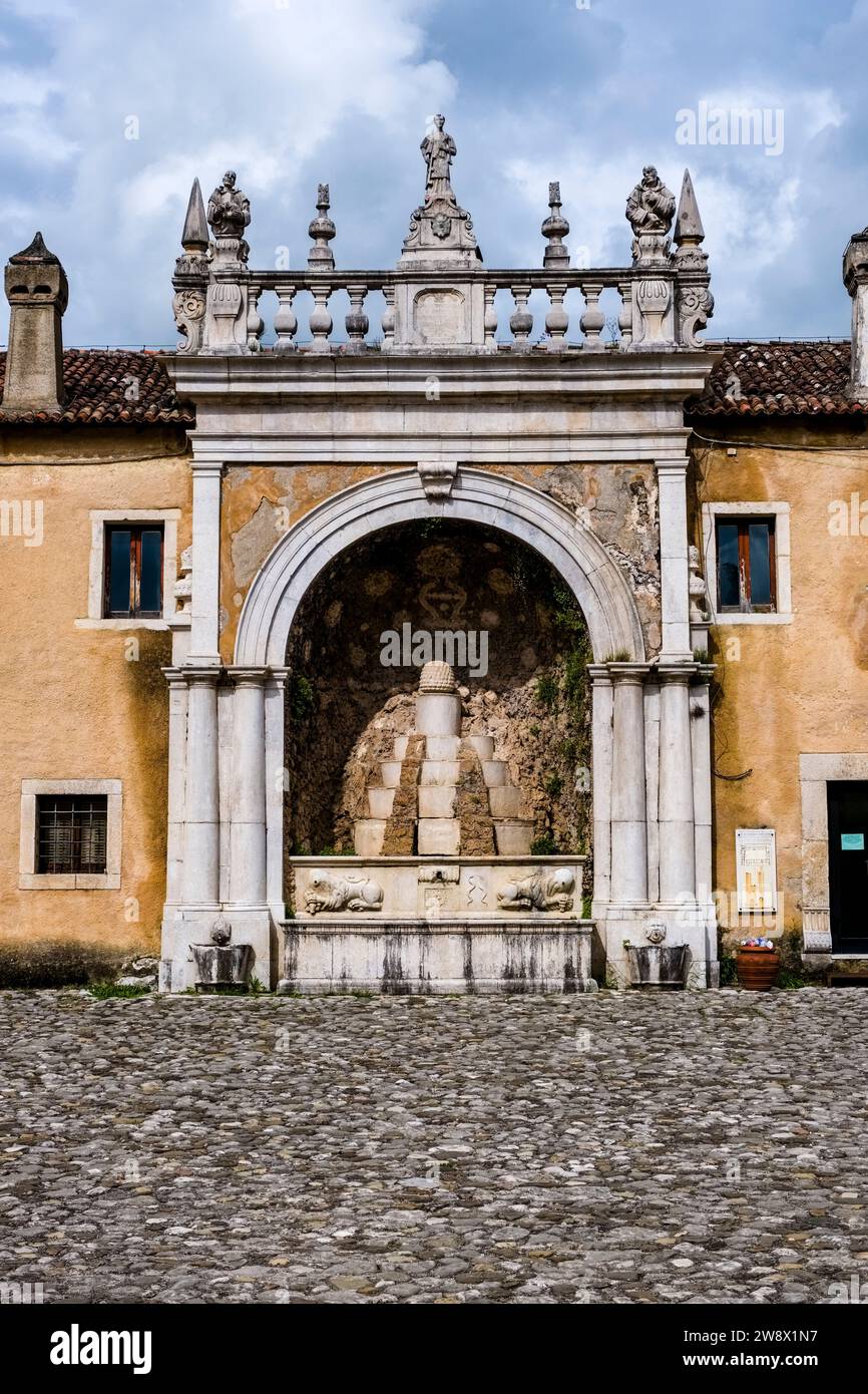 Architectural details of the Charterhouse of Padula, Certosa di Padula, the largest Carthusian monastery in Italy. Stock Photo