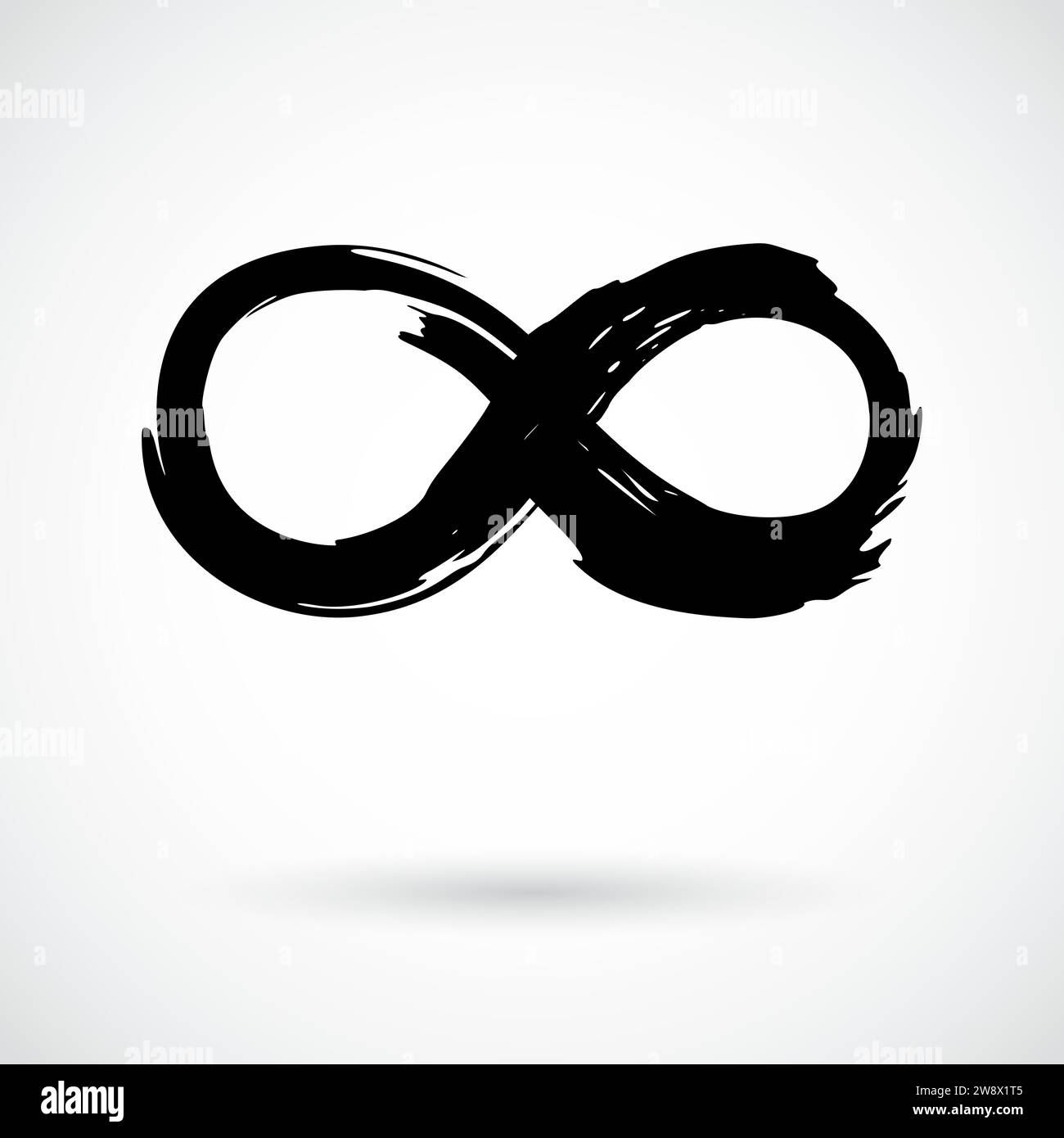 Infinity symbol. Hand painted with ink. Ornamental rounded stamp. Contemporary business branding. Creative cycle emblem. Rounded mobius ribbon. Trendy Stock Vector