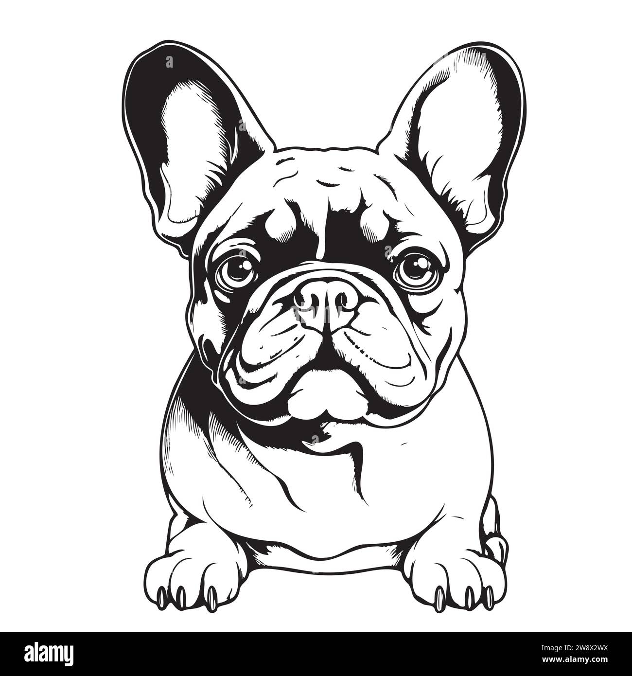 French Bulldog dog face head, vector illustration, black color, vector image Pets Stock Vector