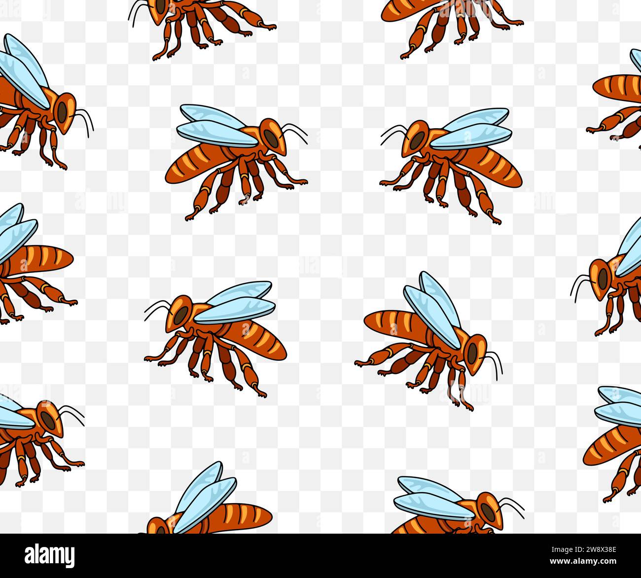 Bee, insect, animal, apiary and beekeeping, seamless vector background and pattern. Honey bee, bee-garden and apiculture, vector design Stock Vector