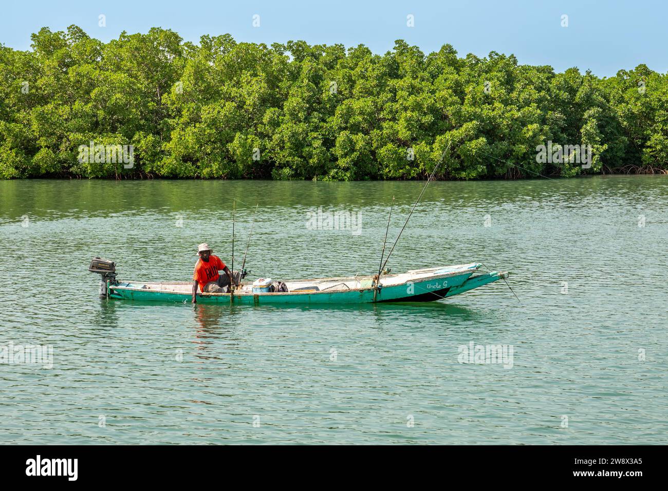 Gambian boat fisherman Stock Photo