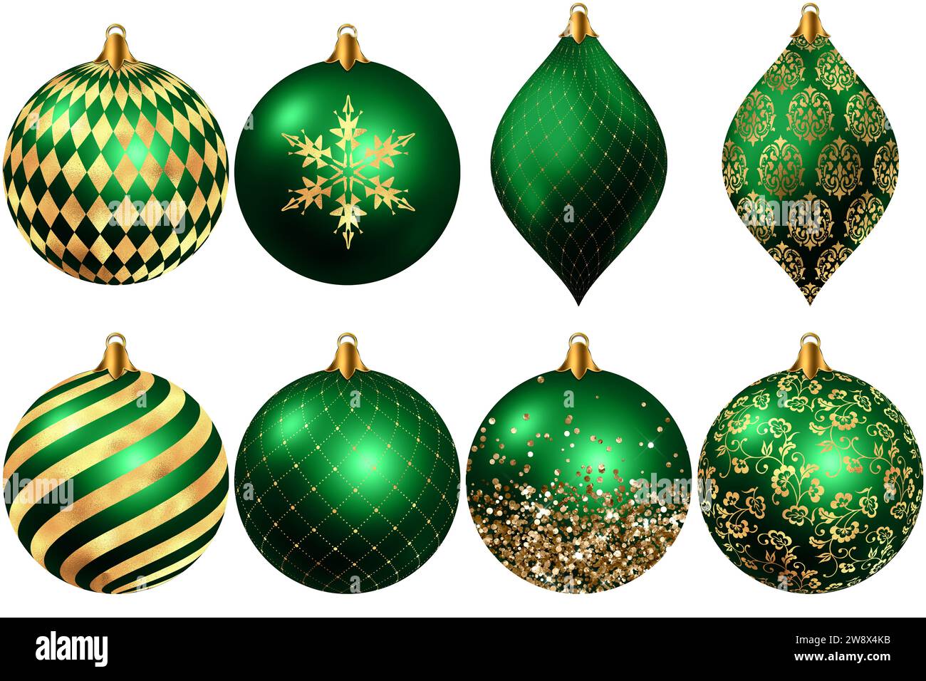Deck the Halls in Style Gold and Green Ornaments Stock Photo Alamy