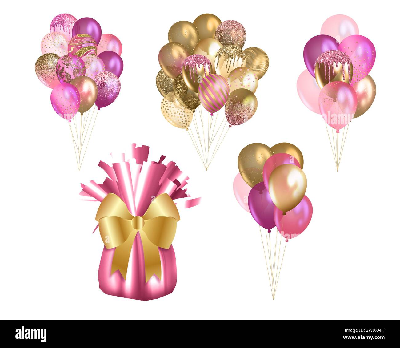 Gold and Pink Balloons Stock Photo