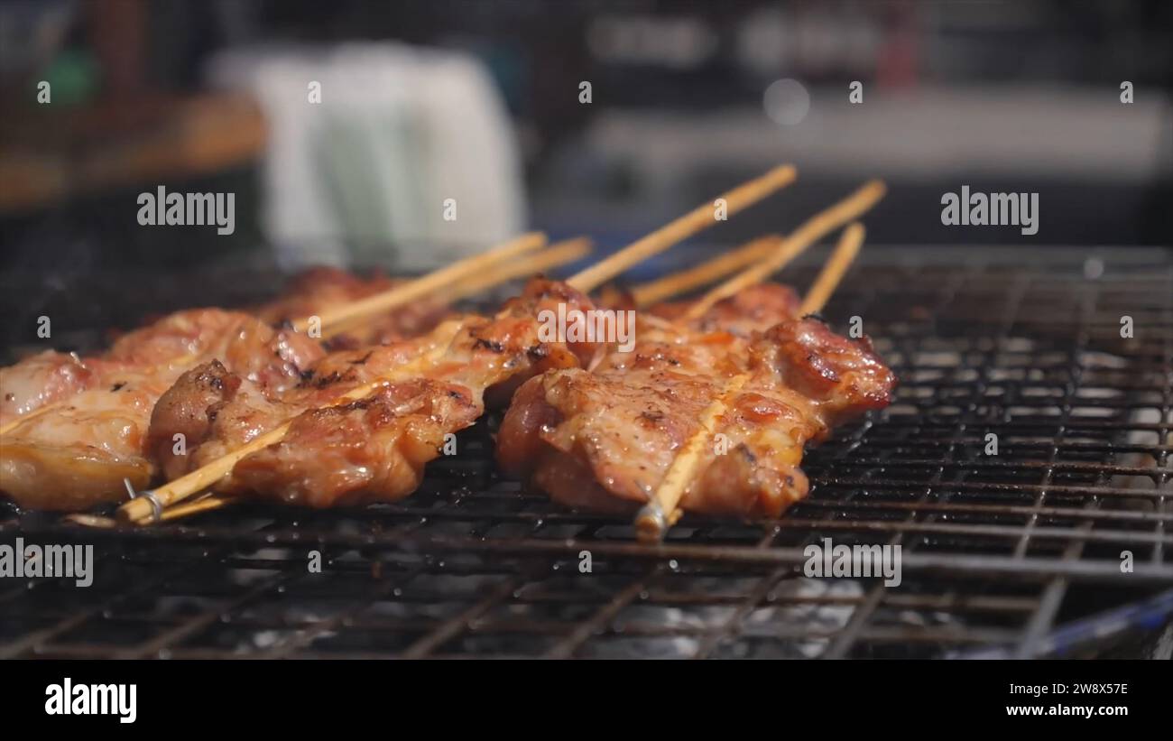 Grilled skewers meat food Stock Photo