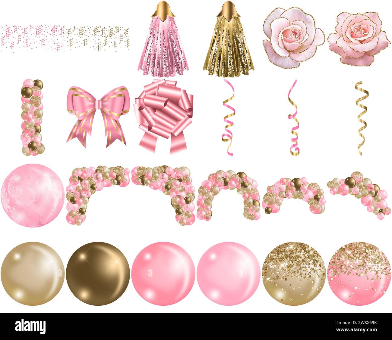 Explore vibrant Pink and Gold Balloon Arch Clipart for your ...