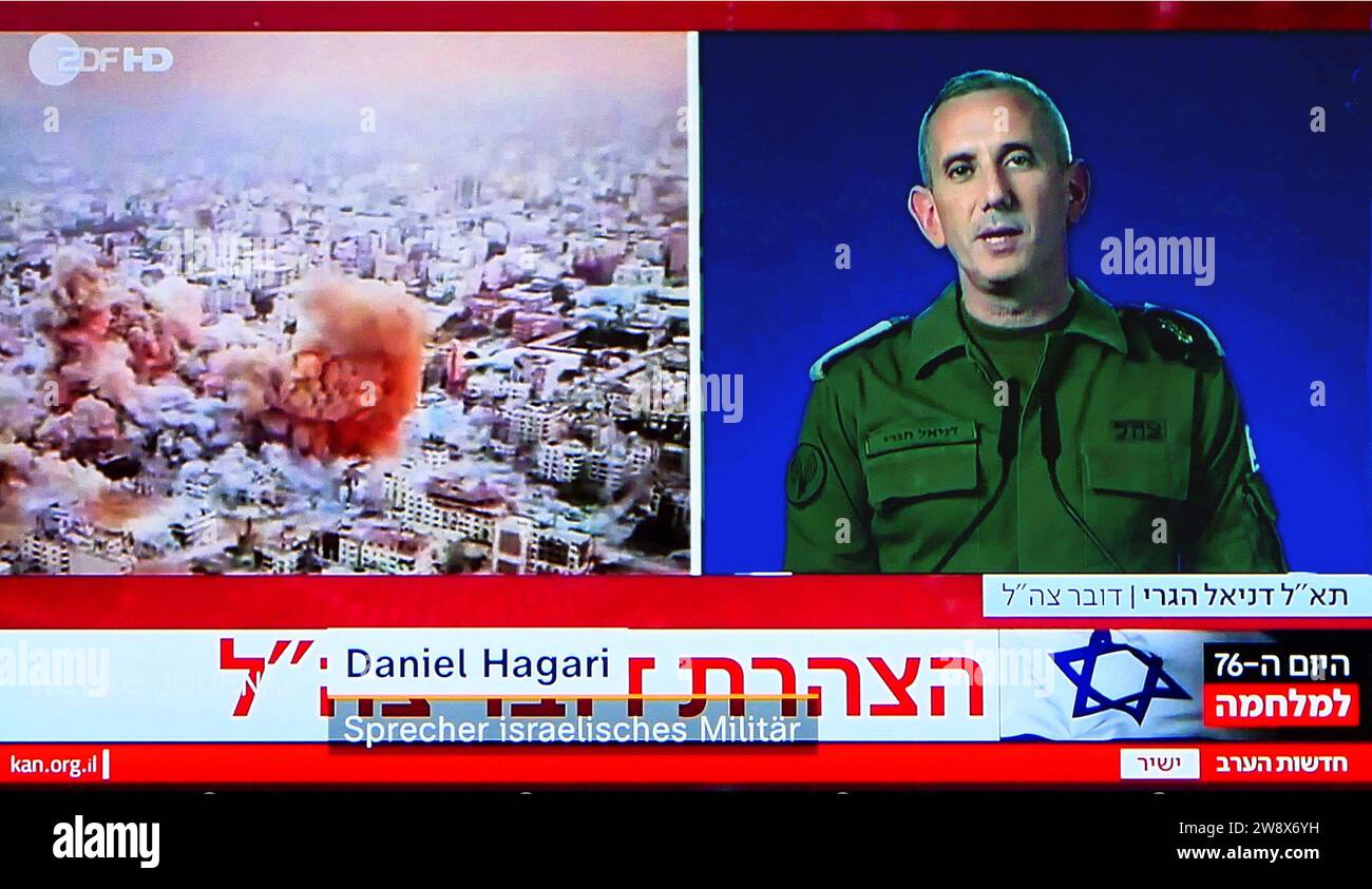 Daniel Hagari Israelischer Militärsprecher - hier inder ZDF Meldung am 21.12.2023 *** Daniel Hagari Israeli military spokesman here in the ZDF report on 21 12 2023 Stock Photo