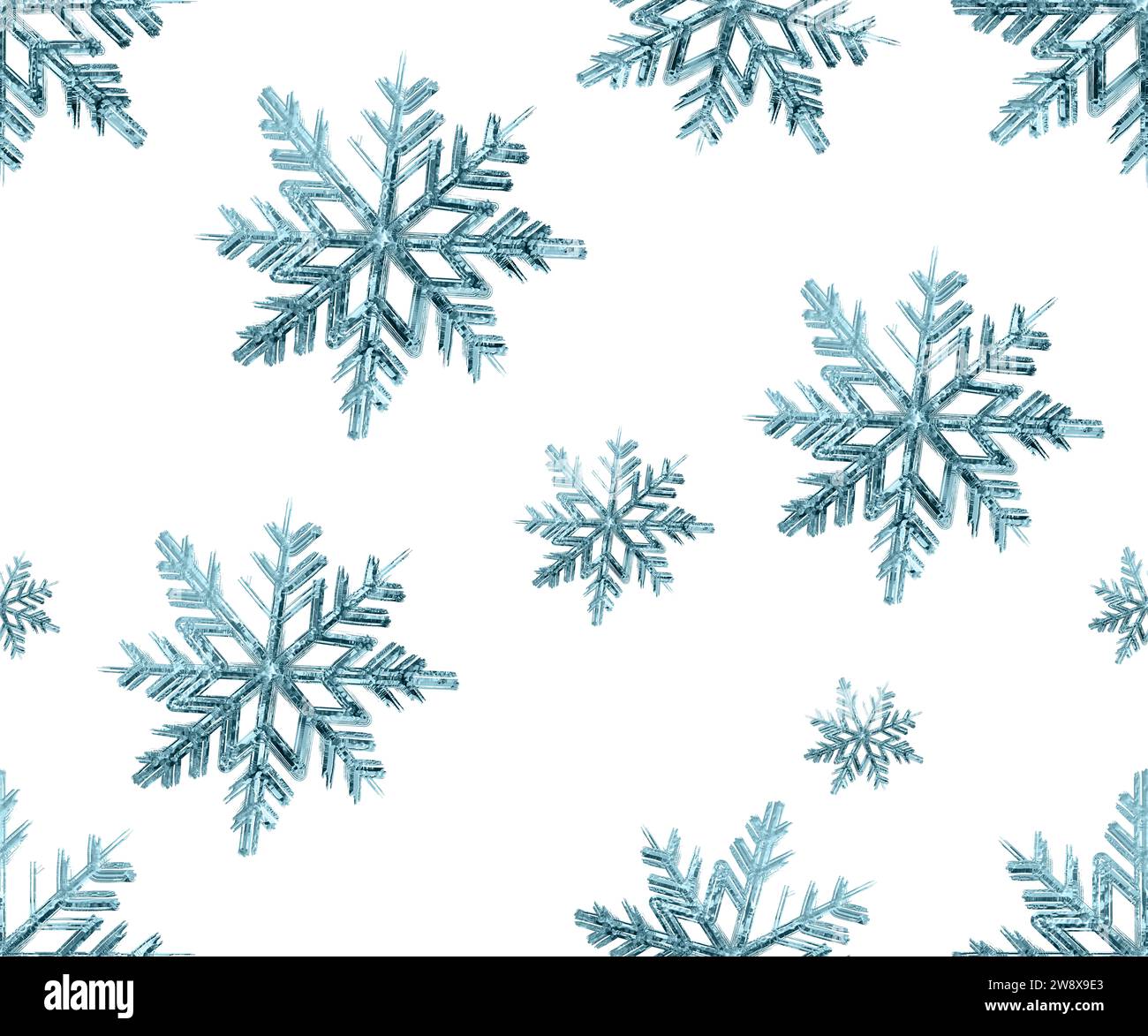 seamless pattern blue metallic snowflakes illustration Stock Photo - Alamy