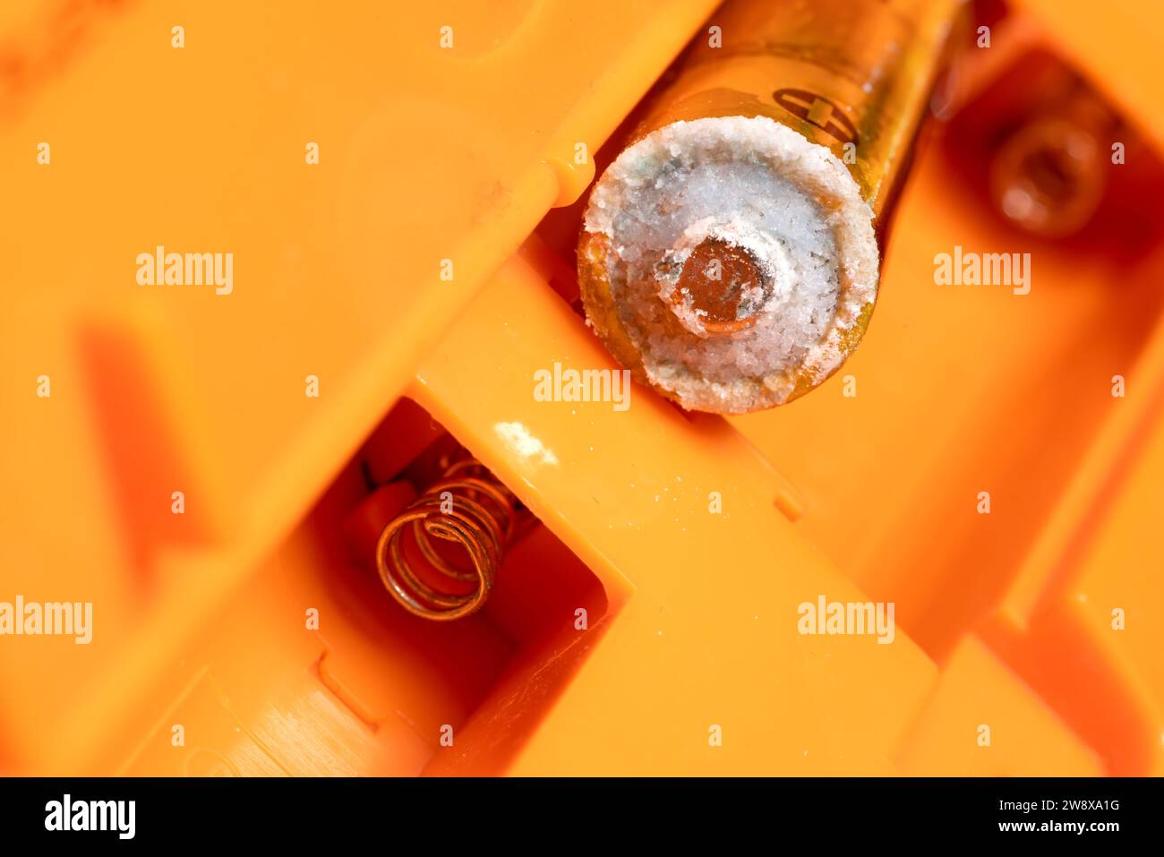 Battery corrosion white crystal powder closeup shot Stock Photo Alamy